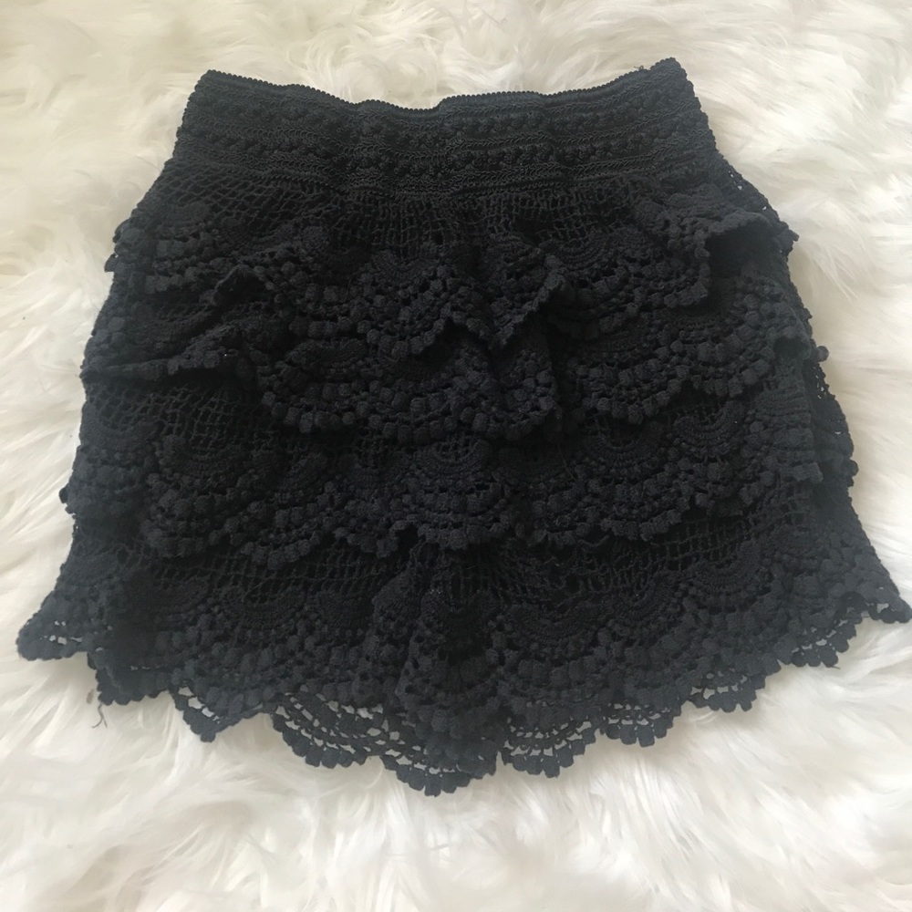 Black Crochet Shorts